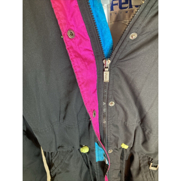 Vintage Women’s Fera Skiwear Snow Jacket Size 16 Neon Pink Blue Green Winter - Picture 9 of 16